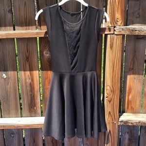 Mesh Cutout Black Dress